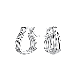 Wholesale Silver Pattern French Lock Hoop Earrings