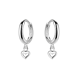 Wholesale Silver Heart Charm Huggie Earrings