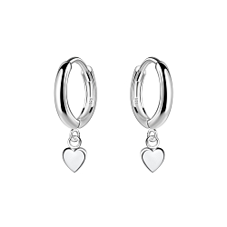 Wholesale Silver Heart Charm Huggie Earrings