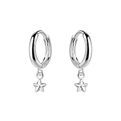 Wholesale Silver Star Charm Huggie Earrings