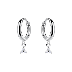 Wholesale Silver Geometric Charm Huggie Earrings