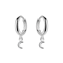 Wholesale Silver Moon Charm Huggie Earrings