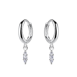 Wholesale Silver Marquise Charm Huggie Earrings