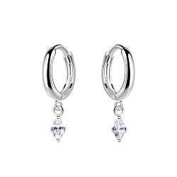 Wholesale Silver Marquise Charm Huggie Earrings
