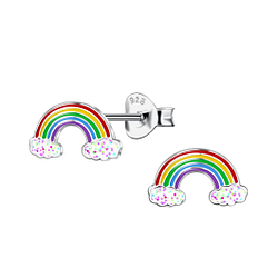 Wholesale Silver Rainbow Glitter Stud Earrings