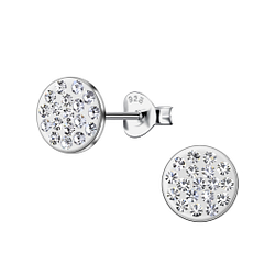 Wholesale Silver Round Crystal Stud Earrings