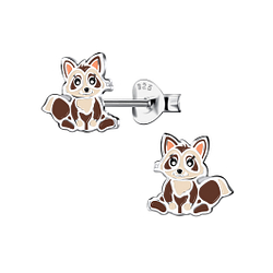 Wholesale Silver Raccoon Stud Earrings