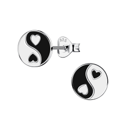 Wholesale Silver Yinyang Stud Earrings
