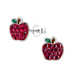 Wholesale Silver Apple Stud Earrings