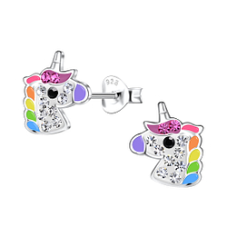 Wholesale Silver Unicorn Stud Earrings