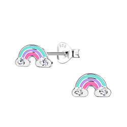 Wholesale Silver Rainbow Stud Earrings
