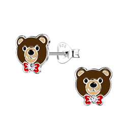 Wholesale Silver Bear Stud Earrings