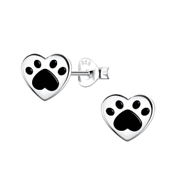 Wholesale Silver Paw Print Stud Earrings