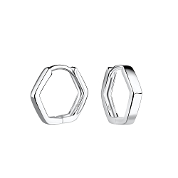 Wholesale 13mm Silver Geometric Huggie Earrings