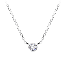 Wholesale 3mm Round Cubic Zirconia Silver Necklace