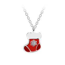 Wholesale Silver Christmas Stocking Necklace