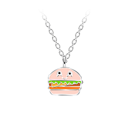 Wholesale Silver Burger Necklace