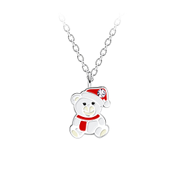 Wholesale Silver Christmas Bear Necklace