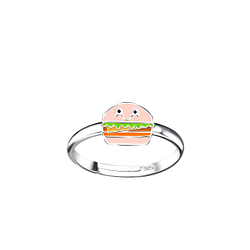 Wholesale Silver Burger Adjustable Ring