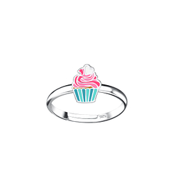 Wholesale Silver Cup Cake Adjustable Ring