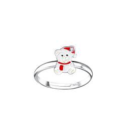 Wholesale Silver Christmas Bear Adjustable Ring