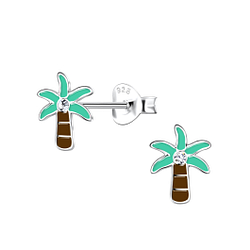 Wholesale Silver Palm Tree Stud Earrings