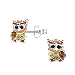 Wholesale Silver Owl Stud Earrings