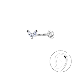 Wholesale Silver Heart Cartilage Stud with Silver Ball Screw Back