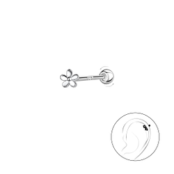 Wholesale Silver Flower Cartilage Stud with Silver Ball Screw Back