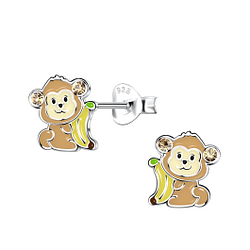 Wholesale Silver Monkey Stud Earrings