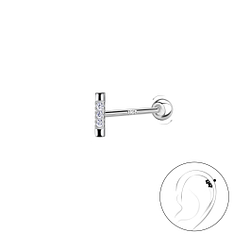 Wholesale Silver Bar Cartilage Stud with Ball Screw Back