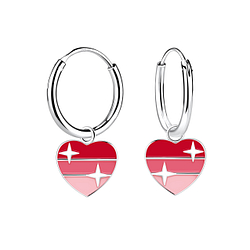 Wholesale Silver Heart Charm Hoop Earrings