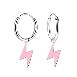 Wholesale Silver Lightning Bolt Charm Hoop Earrings