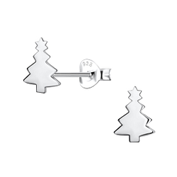 Wholesale Silver Christmas Tree Stud Earrings