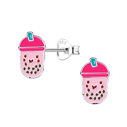 Wholesale Silver Bubble Tea Stud Earrings