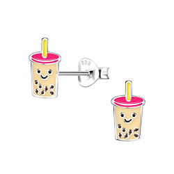 Wholesale Silver Bubble Tea Stud Earrings