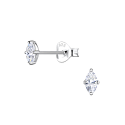 Wholesale 2x4mm Marquise Cubic Zirconia Silver Stud Earrings