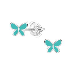 Wholesale Silver Butterfly Screw Back Earrings