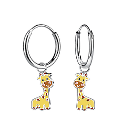 Wholesale Silver Giraffe Charm Hoop Earrings