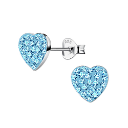 Wholesale Silver Heart Crystal Stud Earrings