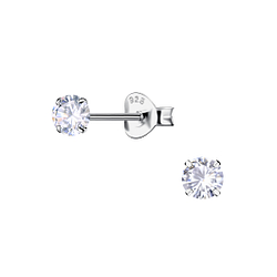 Wholesale 4mm Round Cubic Zirconia Silver Stud Earrings