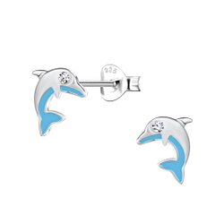 Wholesale Silver Dolphin Stud Earrings