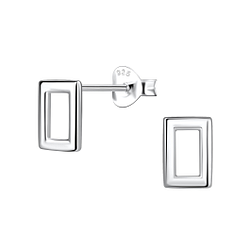 Wholesale Silver Rectangle Stud Earrings