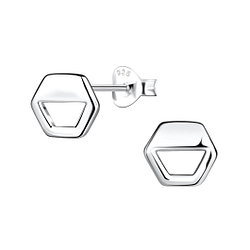 Wholesale Silver Hexagon Stud Earrings