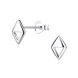 Wholesale Silver Diamond Shaped Stud Earrings