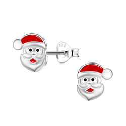 Wholesale Silver Santa Clause Stud Earrings
