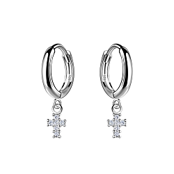 Wholesale Silver Cross Charm Huggie Earrings