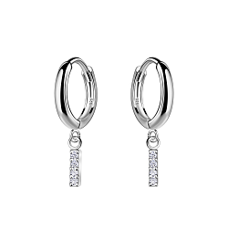 Wholesale Silver Bar Charm Huggie Earrings