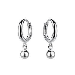 Wholesale 5mm Silver Ball Charm Huggie Earrings