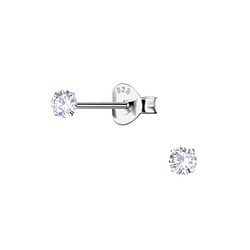 Wholesale 3mm Round Cubic Zirconia Silver Stud Earrings